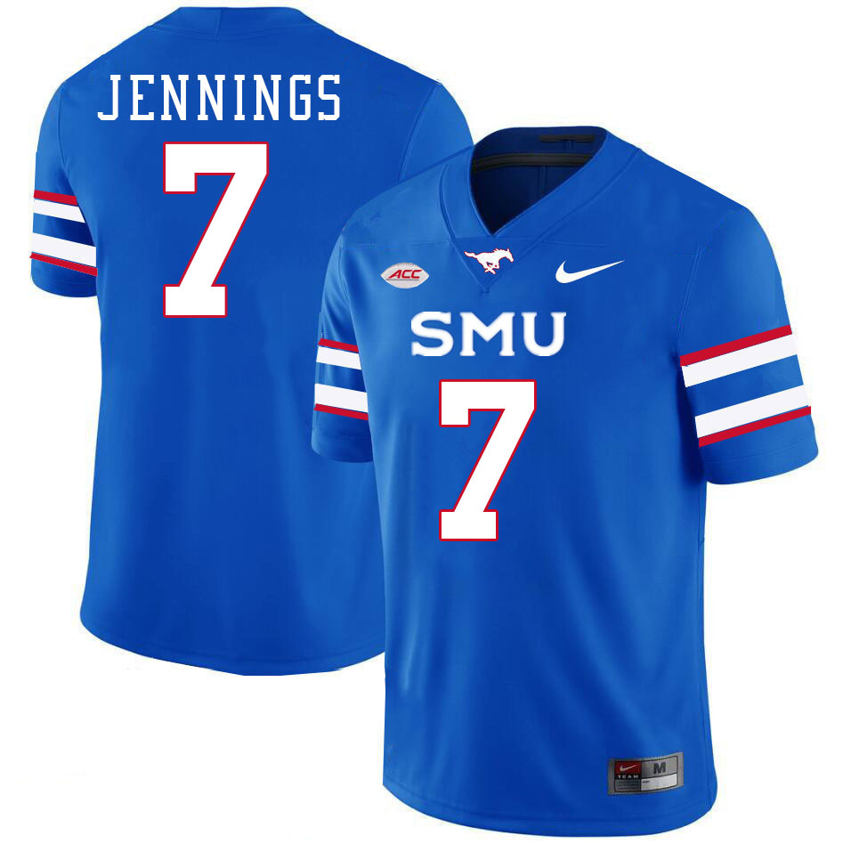 SMU Mustangs #7 Kevin Jennings Jersey College Football Uniforms-Royal